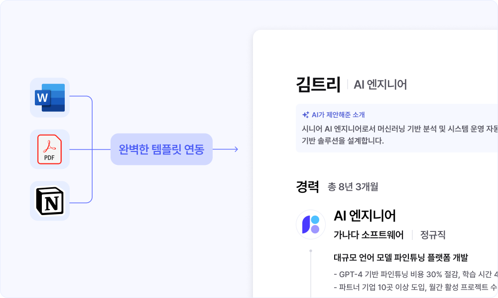 트리업 이력서 무료진단(워드, 노션, PDF 연동 가능)