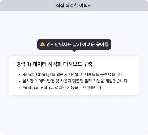 신입 개발자 이력서 나쁜 예(트리업 피드백 받기 전)